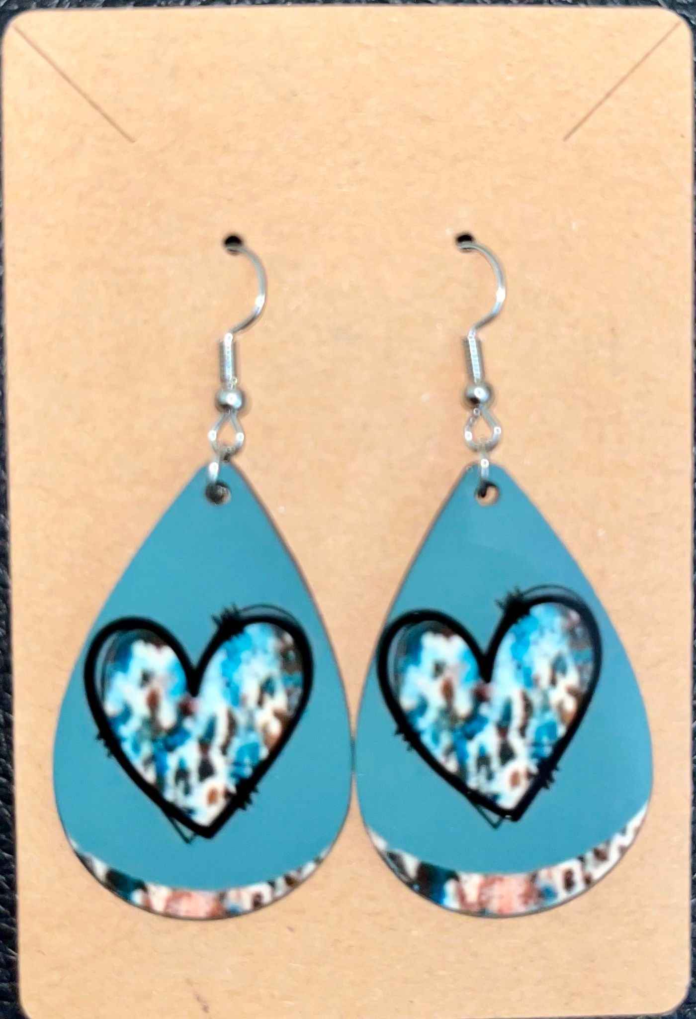 Earrings- Valentine's Day Green with Heart