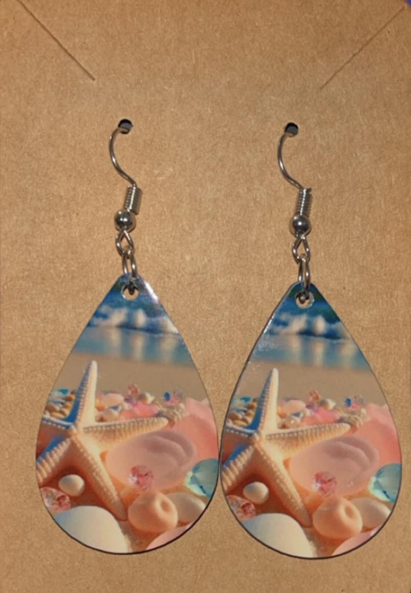 Earrings- Nautical Seashells by the Sea Shore