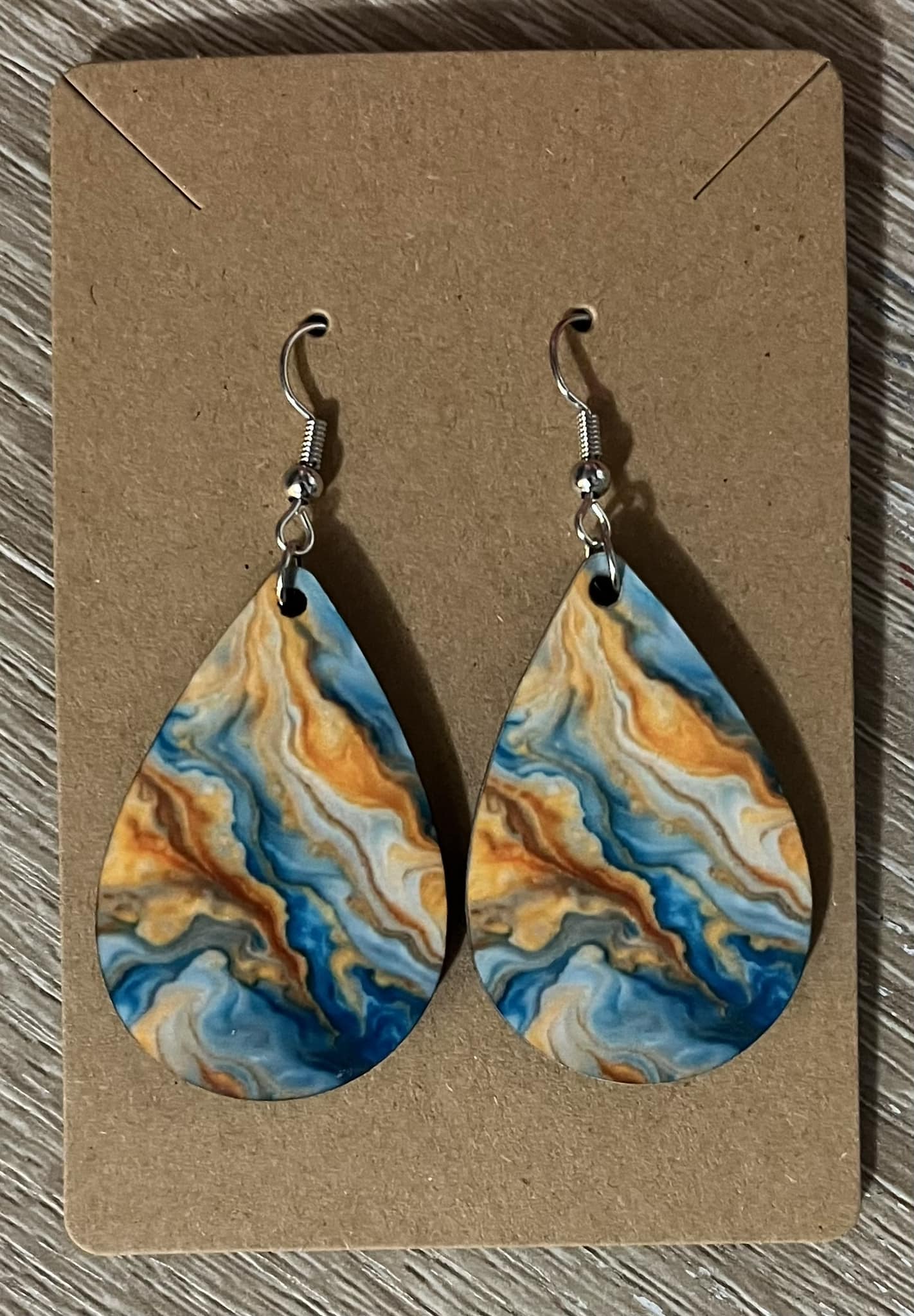 Earrings- Colors Marble Orange and Blue