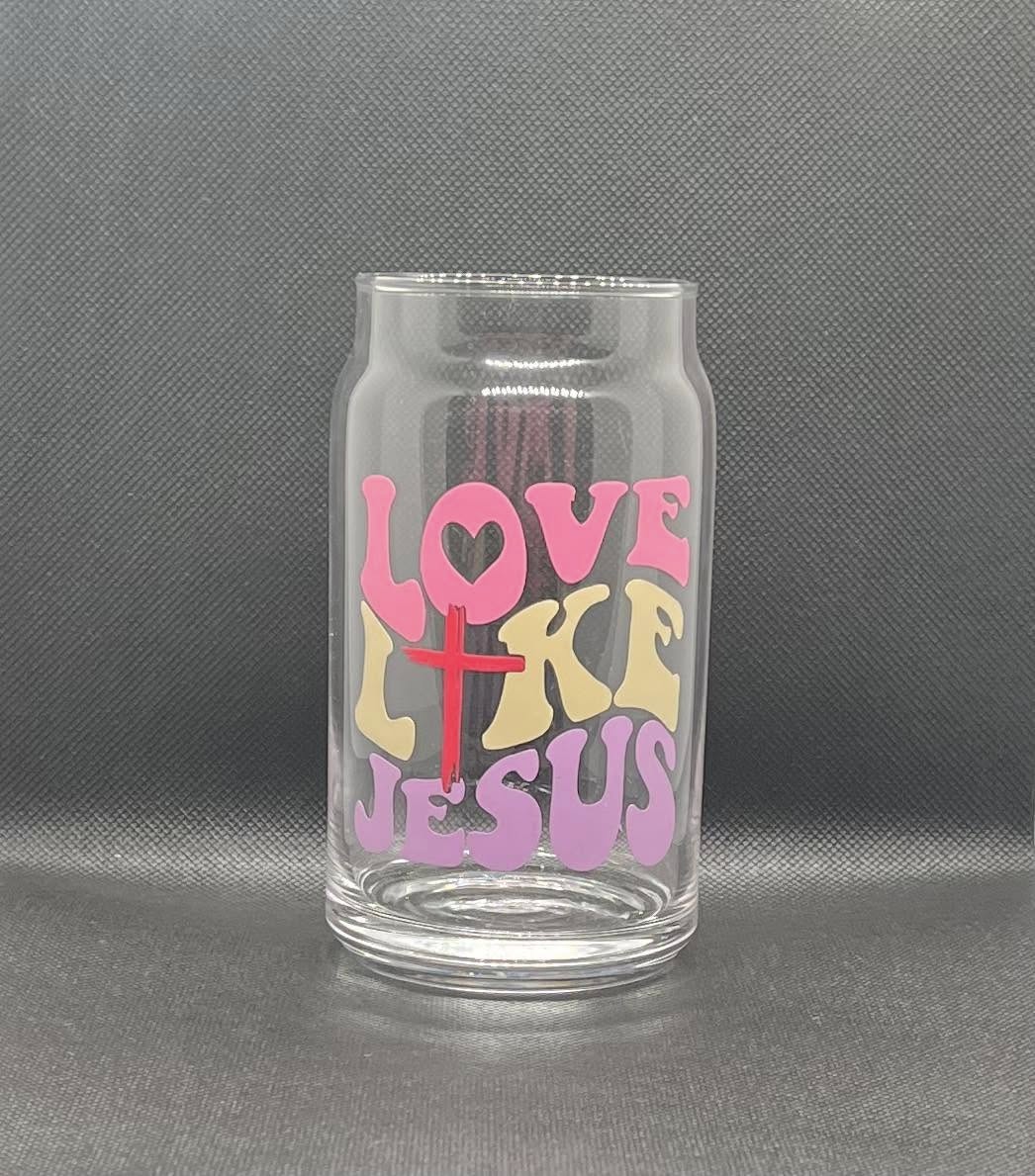 16 oz Glass Cup- Love Like Jesus