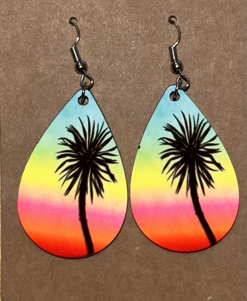 Earrings- Spring/Summer Palm Tree Neon Sunset