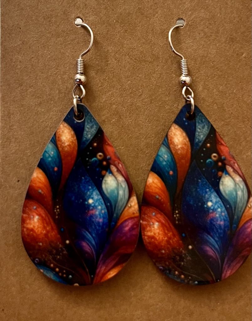Earrings- Aztec/patterns bright colorful leaves