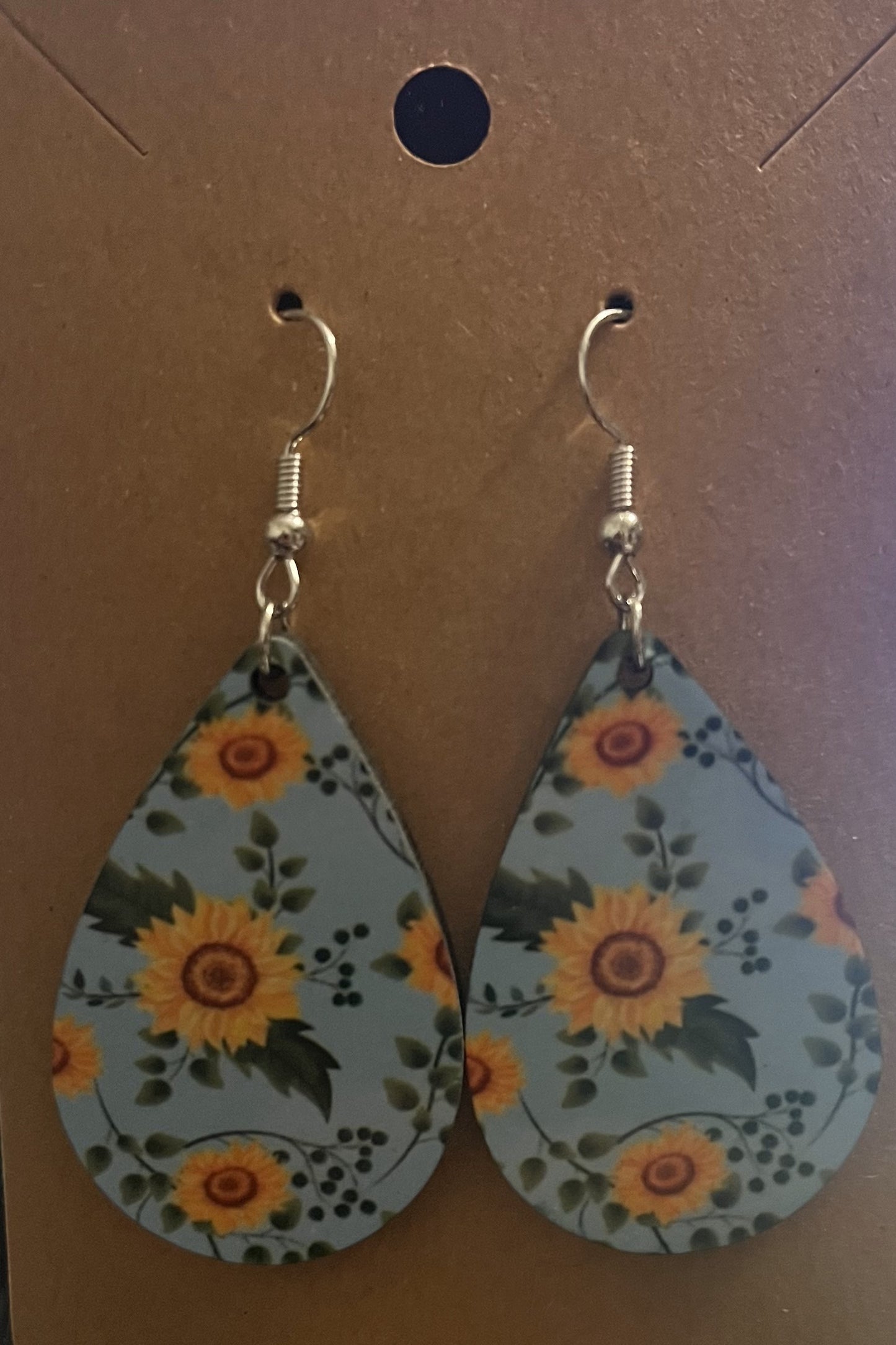 Earrings- Flowers Blue and Sunflowers