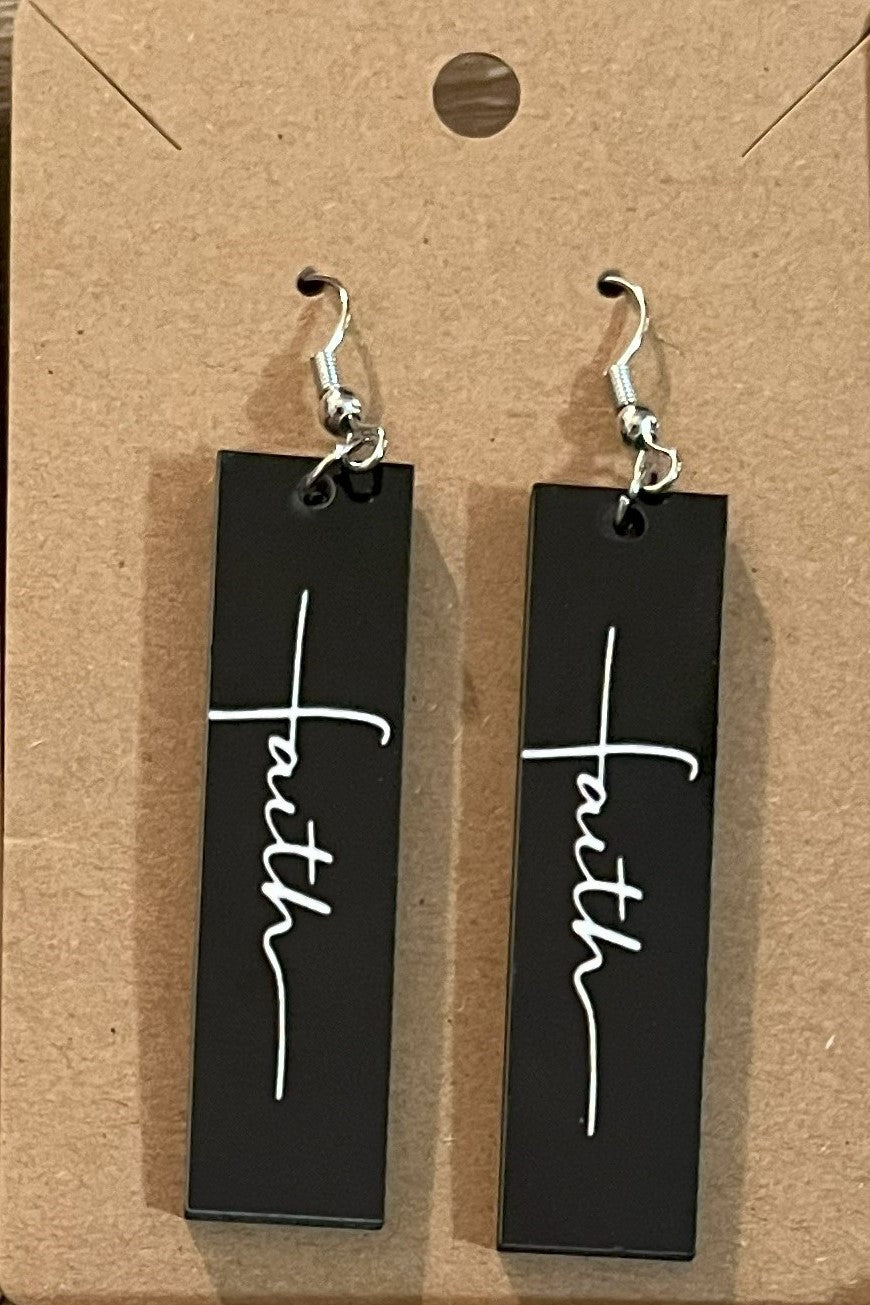 Earrings- Faith Based Faith Rectangular Shape