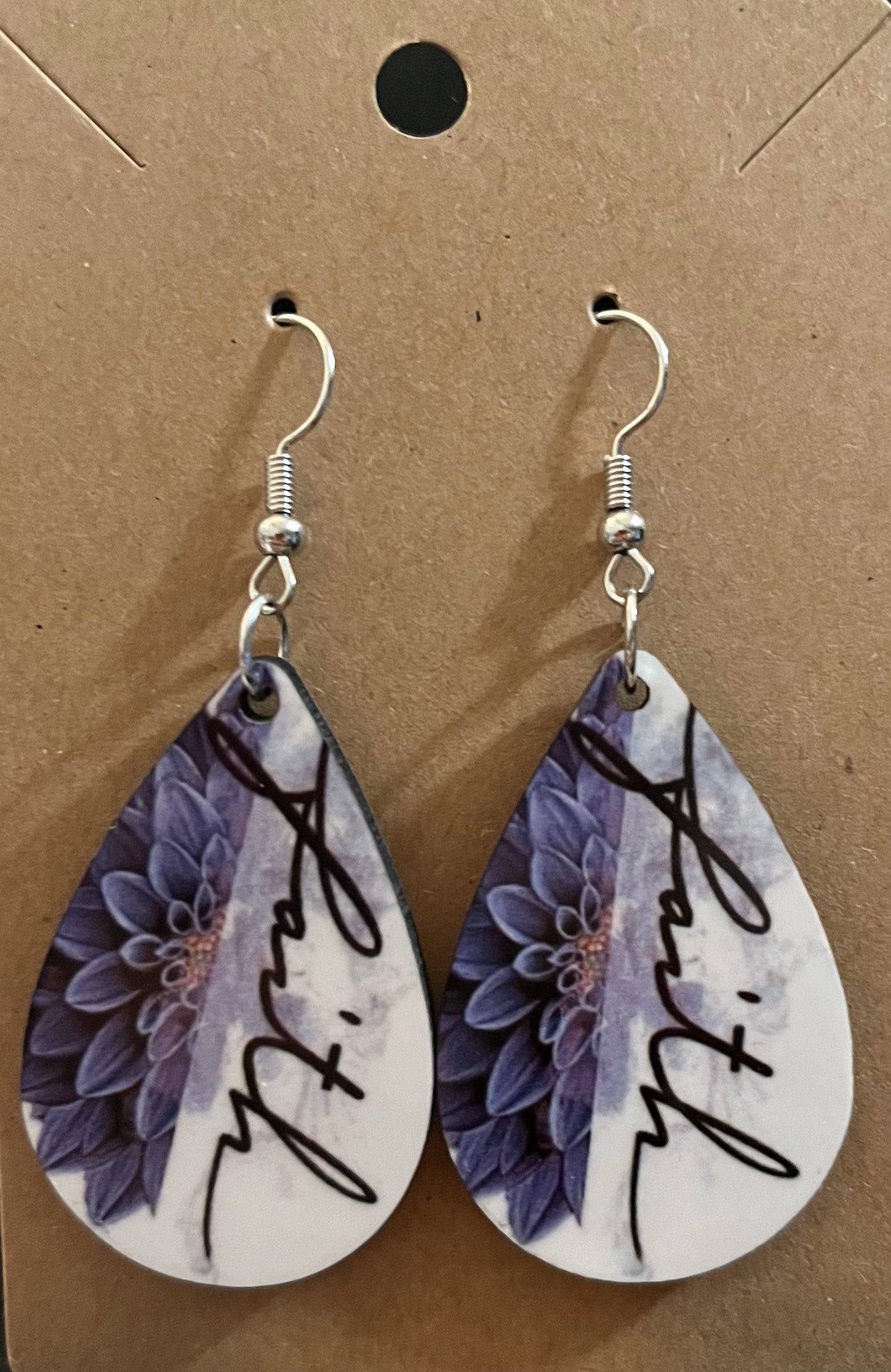 Earrings- Faith Based Faith with Purple Flower