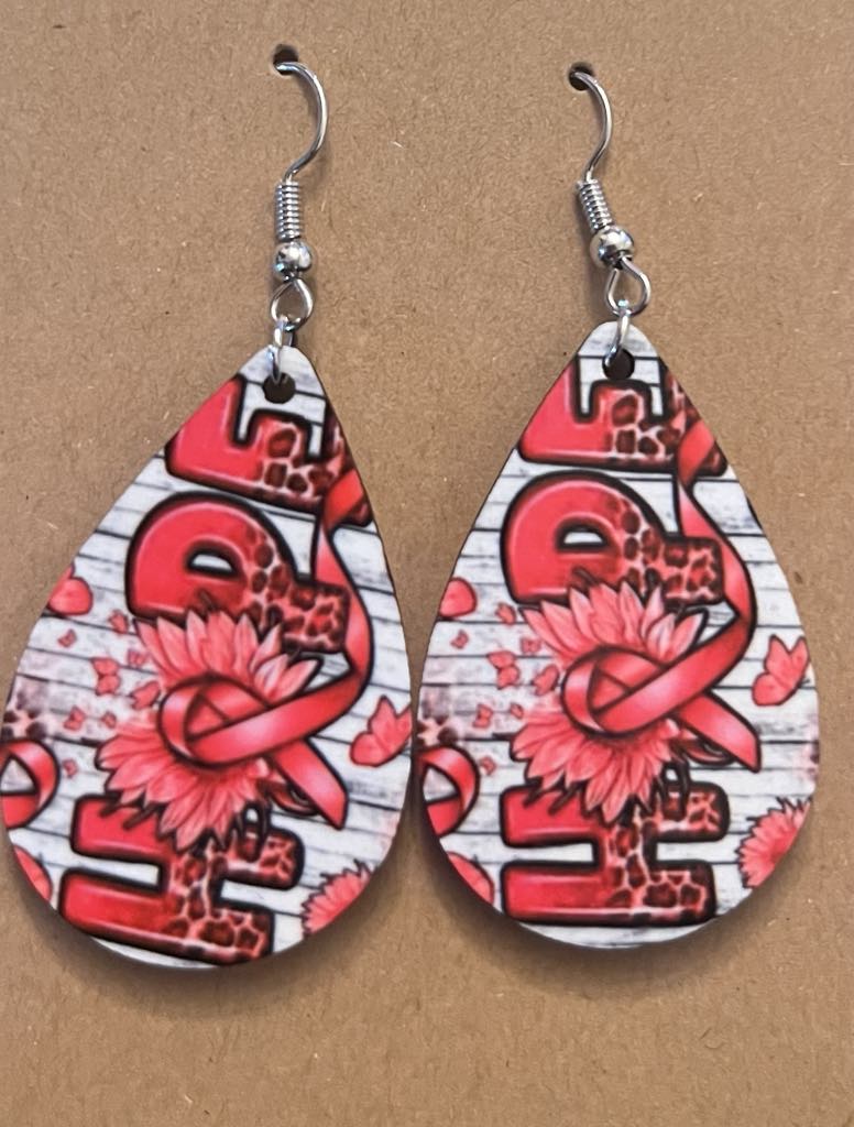 Earrings- Health Awareness Hope Breast Cancer