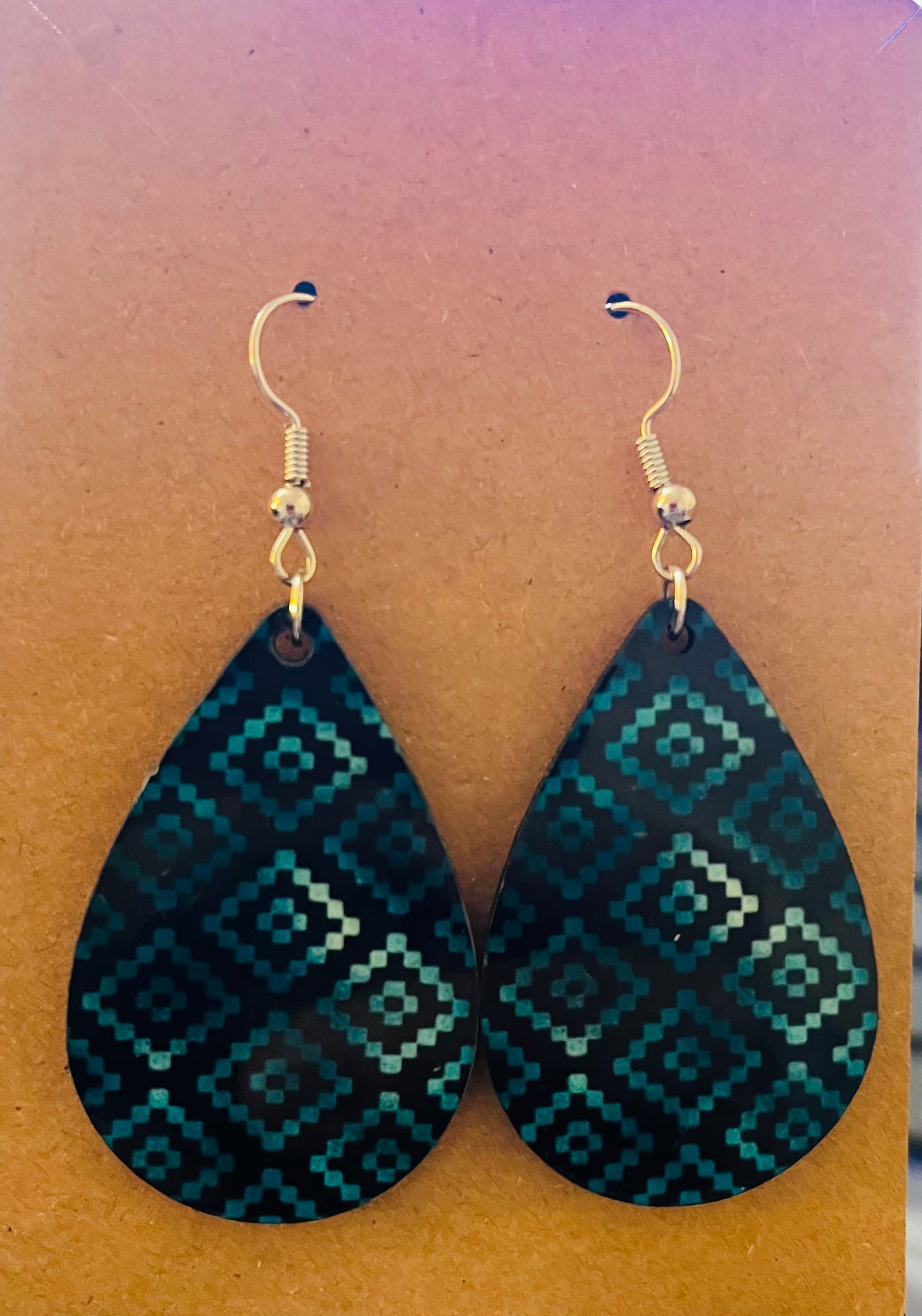 Earrings- Aztec/Patterns Green and Black