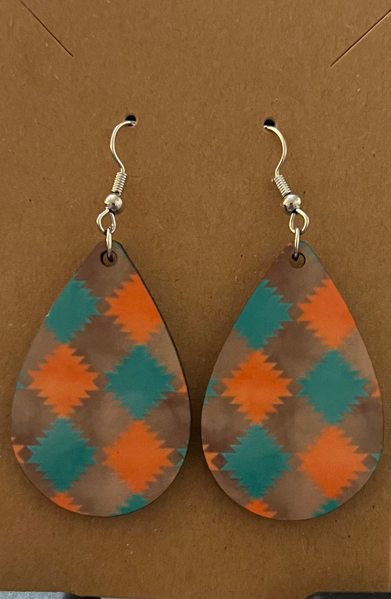 Earrings- Aztec/Patterns Orange and Blue