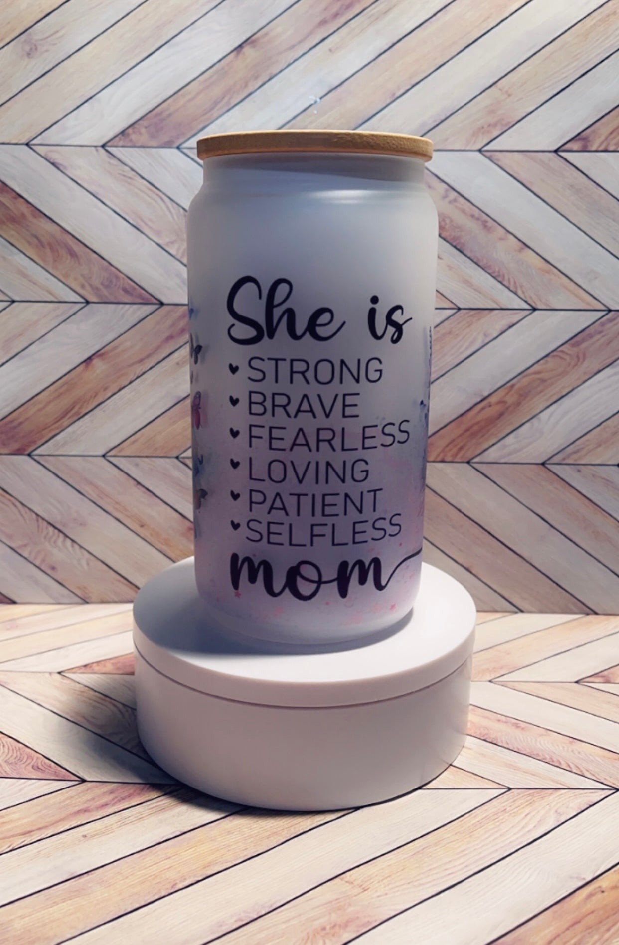 16 oz Glass Cup- SHE IS