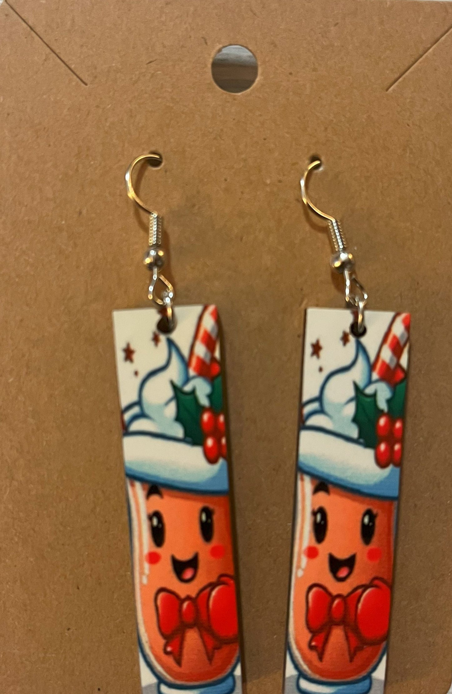 Earrings- Christmas Rectangular Coffee