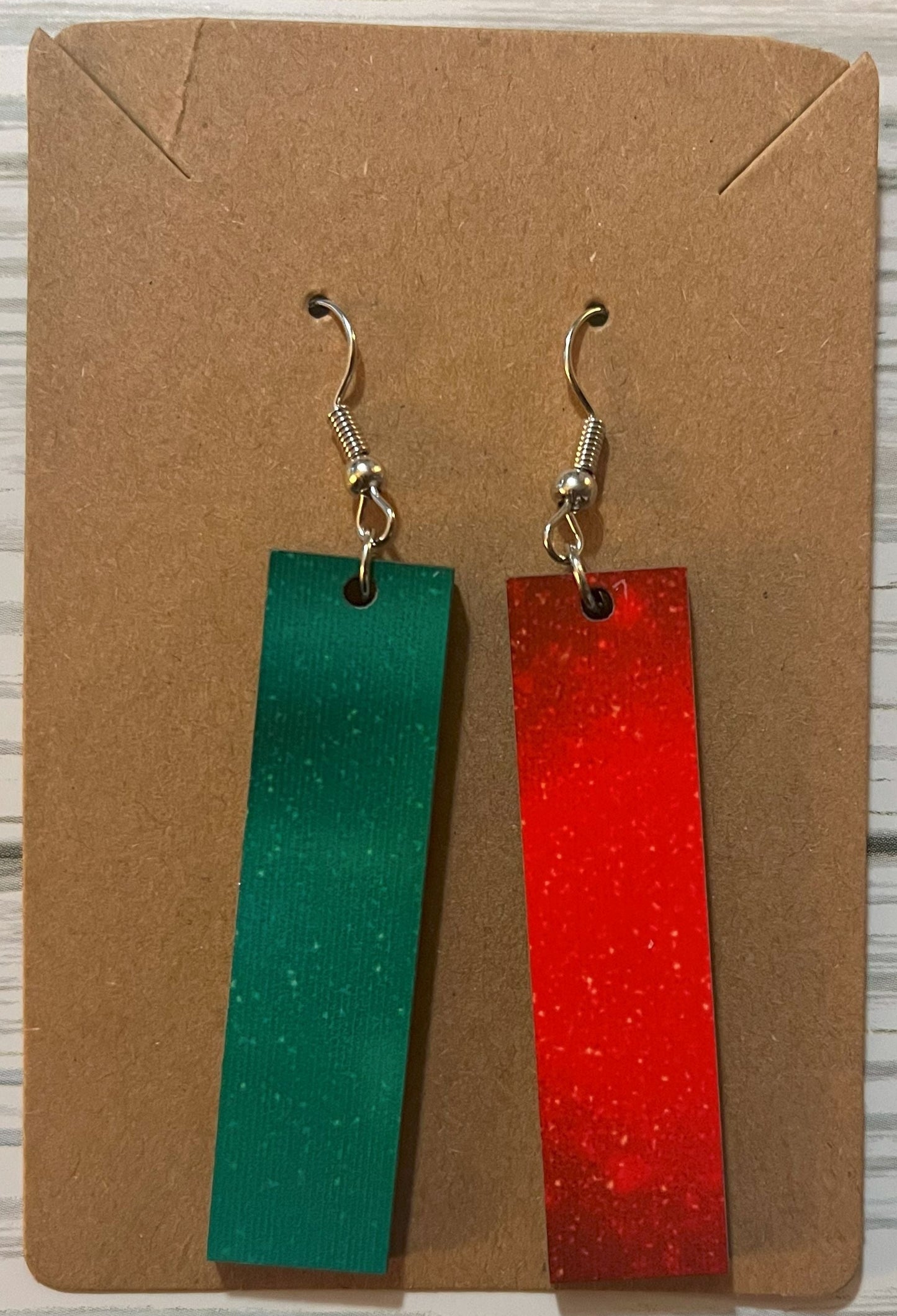 Earrings- Christmas Rectangular Red and Green