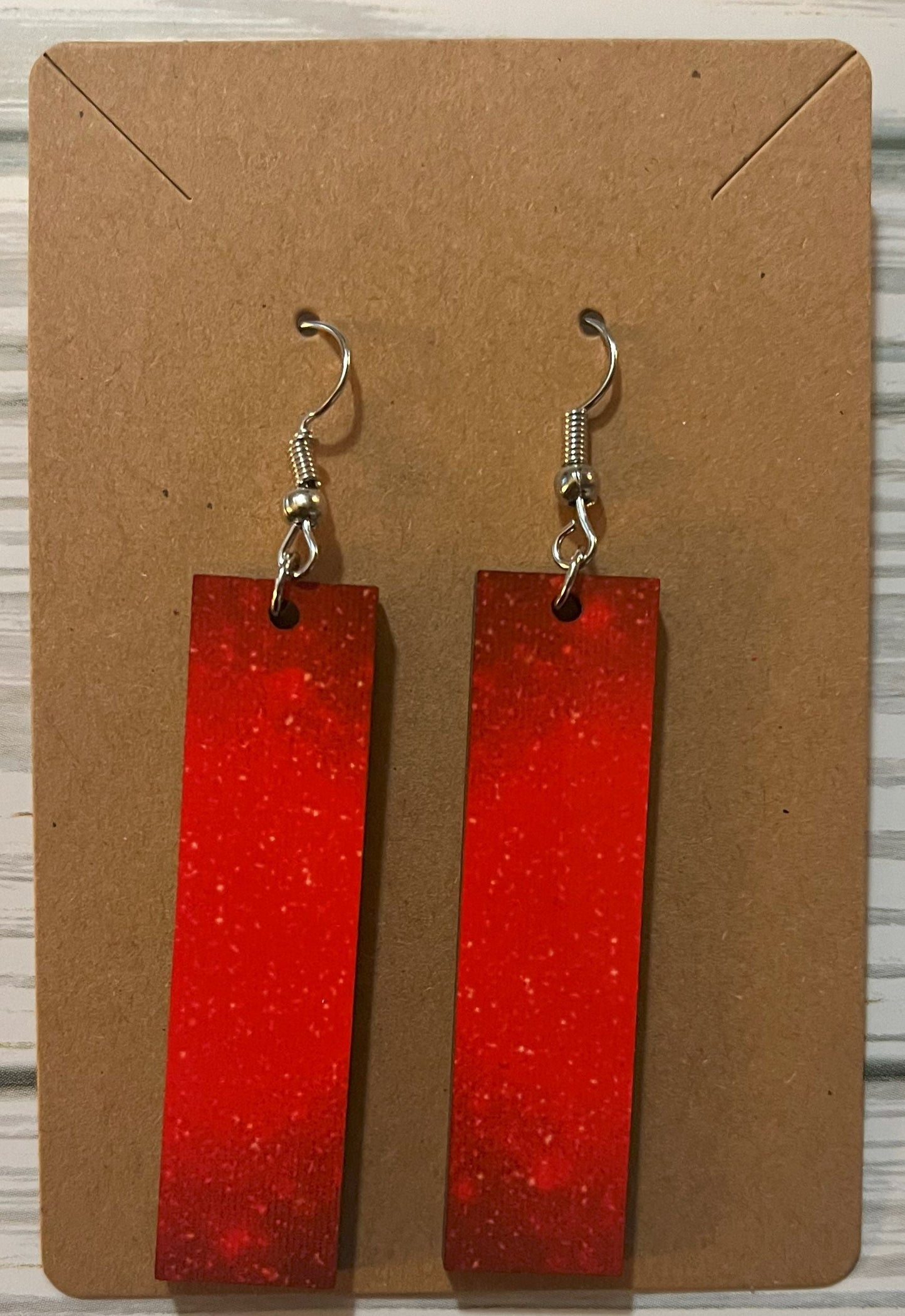 Earrings- Colors Rectangular Red