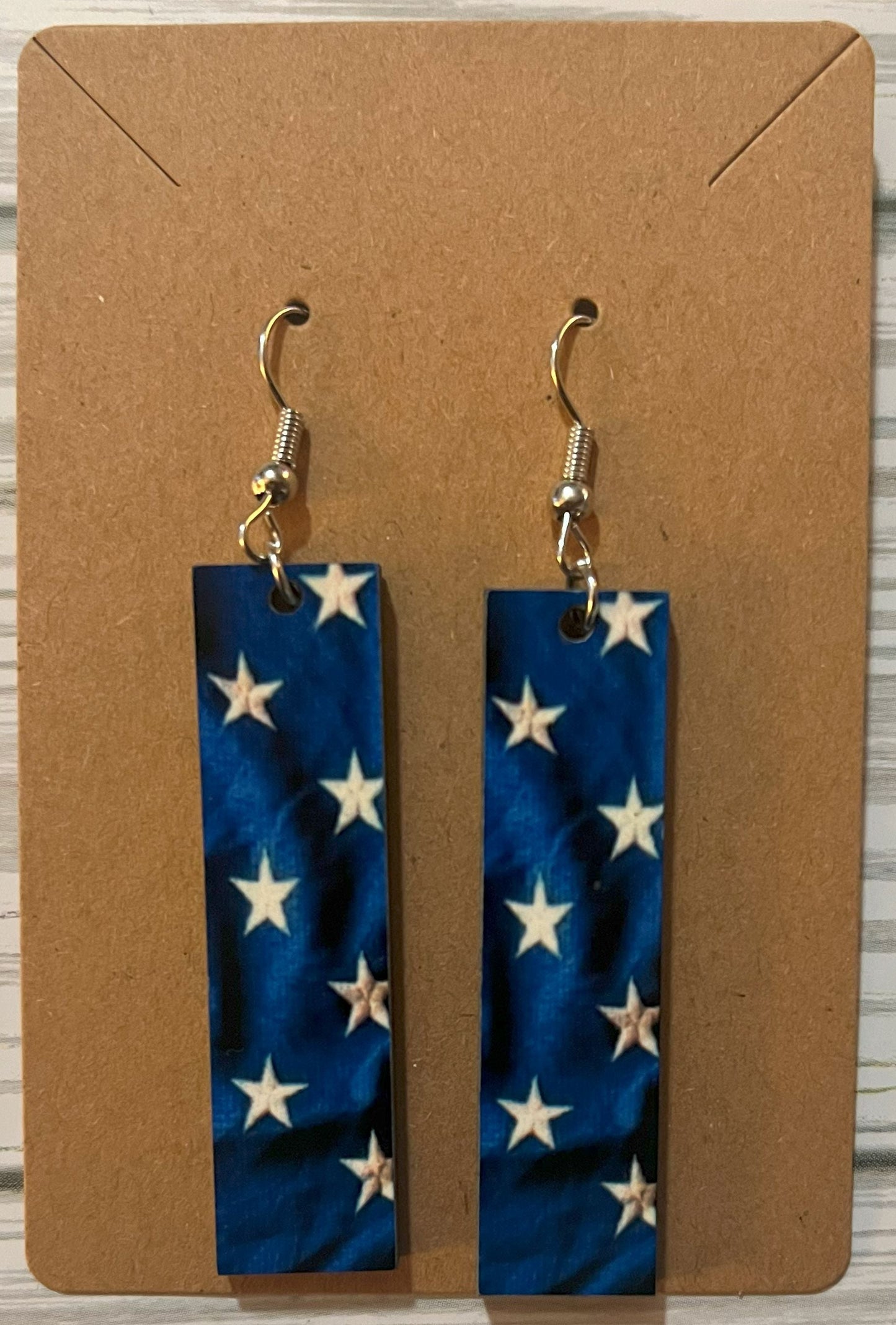 Earrings- Fourth of July Rectangular Stars