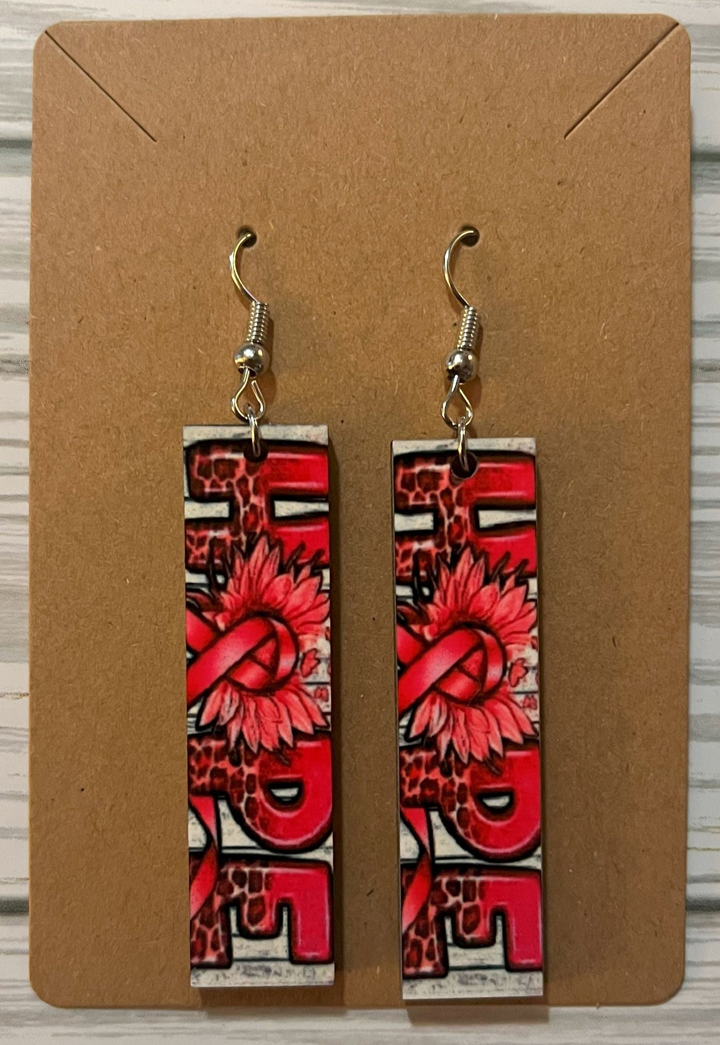 Earrings- Health Awareness Rectangular Hope Breast Cancer