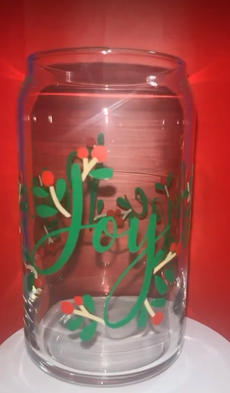 16 oz Glass Cup- Peace Hope Joy
