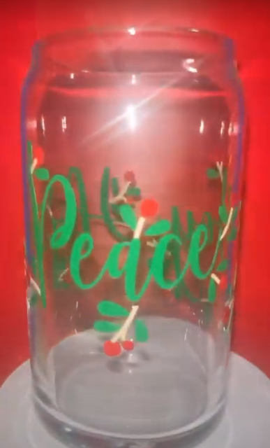 16 oz Glass Cup- Peace Hope Joy