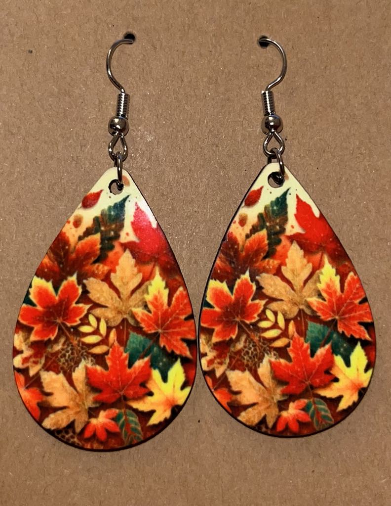 Earrings- Fall Bright Colorful Leaves