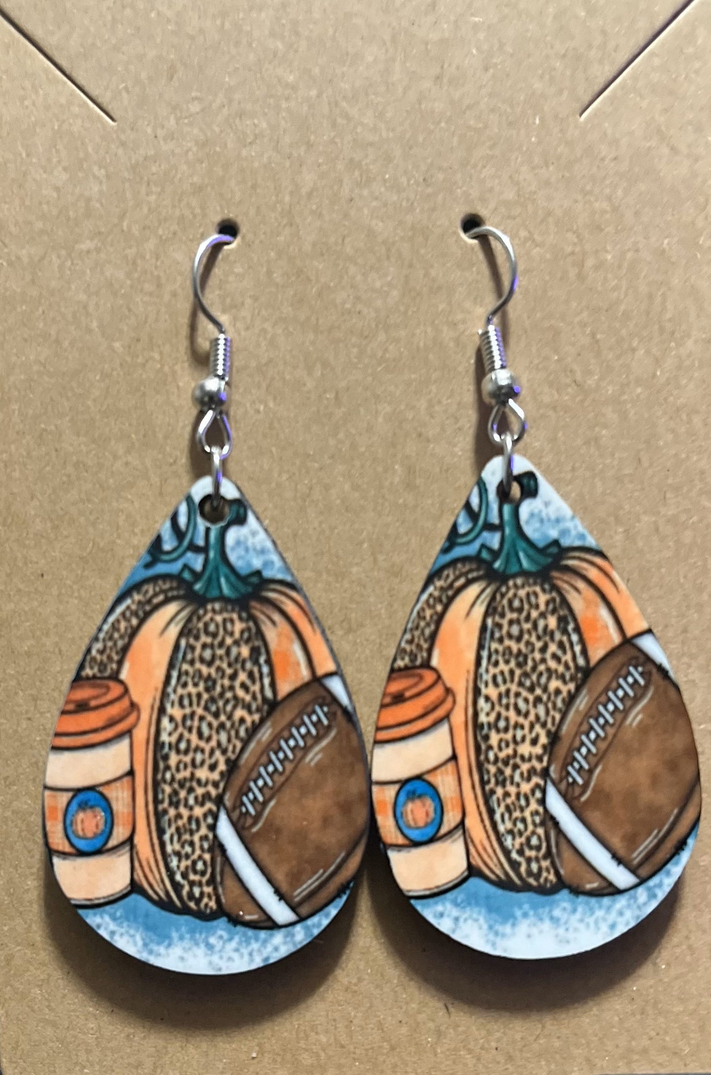 Earrings- Fall Pumpkin Coffee and Football