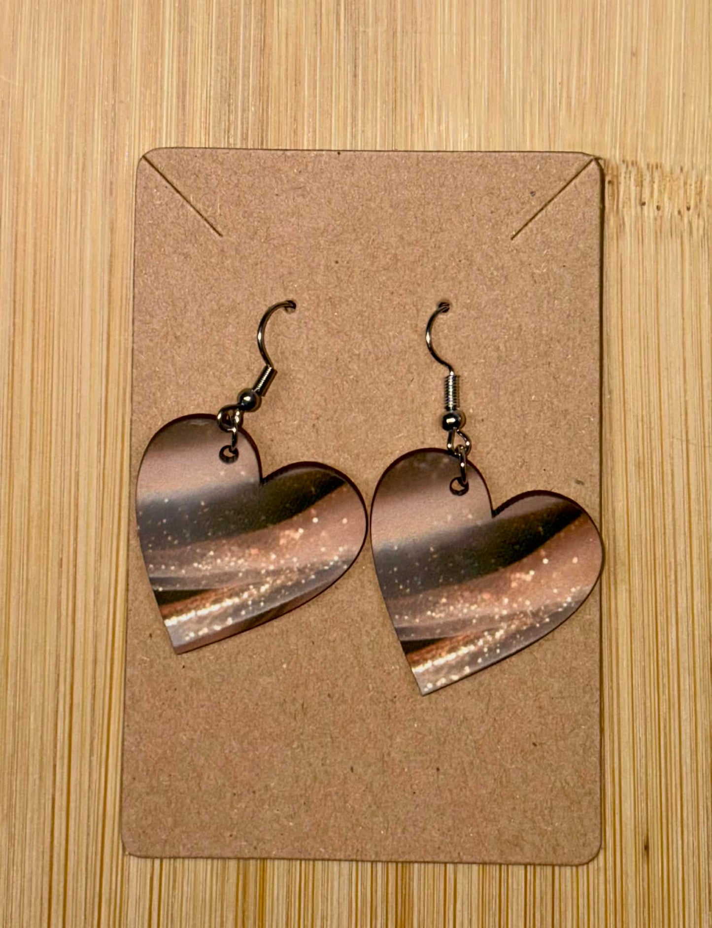 Earrings- Valentine's Day Heart Shaped Brown Shear