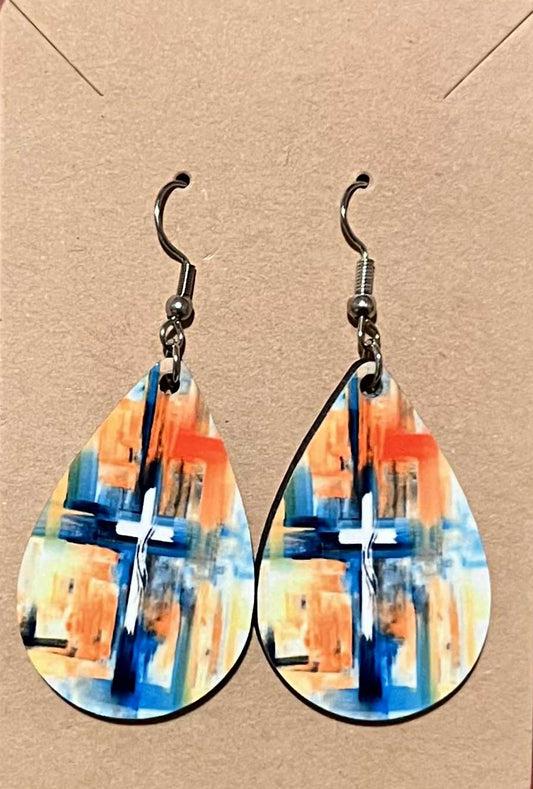 Earrings- Faith Based Abstract Cross
