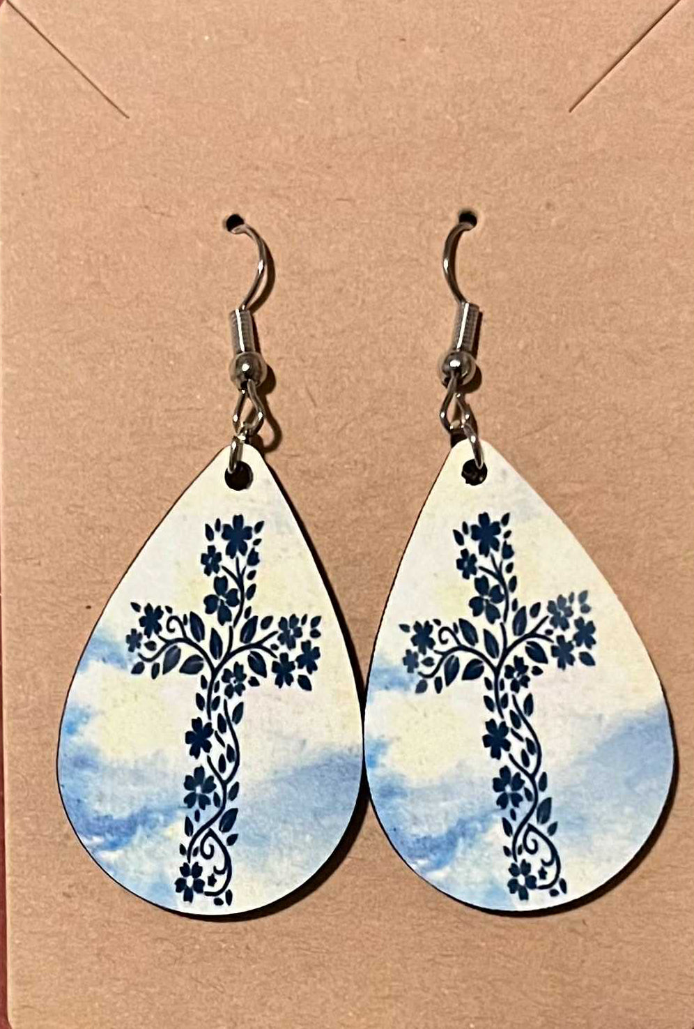 Earrings- Faith Based Sky Bloom Cross